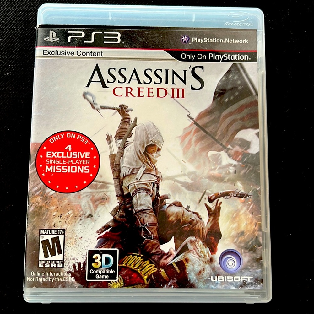 Assassins Creed III PS3 game Ubisoft 3Dcompatible M17+ PlayStation 3